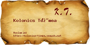 Kolonics Tímea névjegykártya