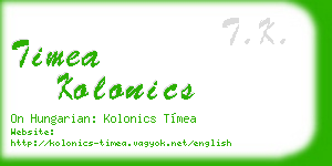timea kolonics business card