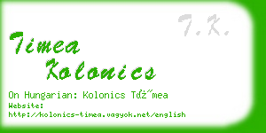 timea kolonics business card